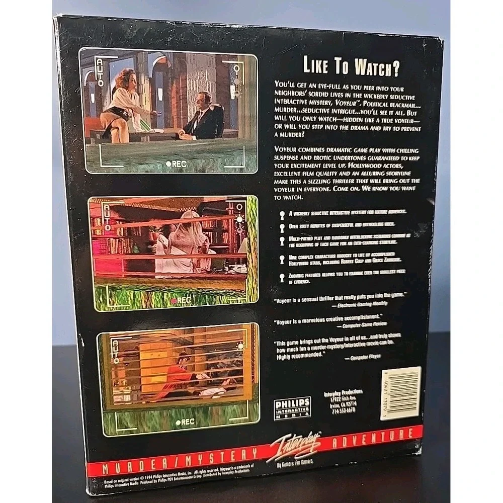 Voyeur - PC Big Box 1995 Interplay DOS CD-ROM Vintage Computer Game